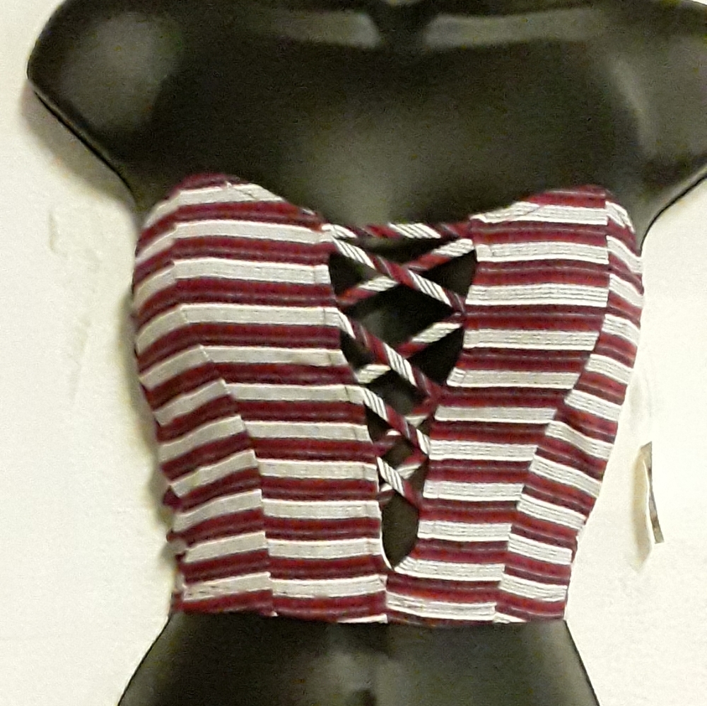 Women's  Sleeveless Strapless Top With Stripes